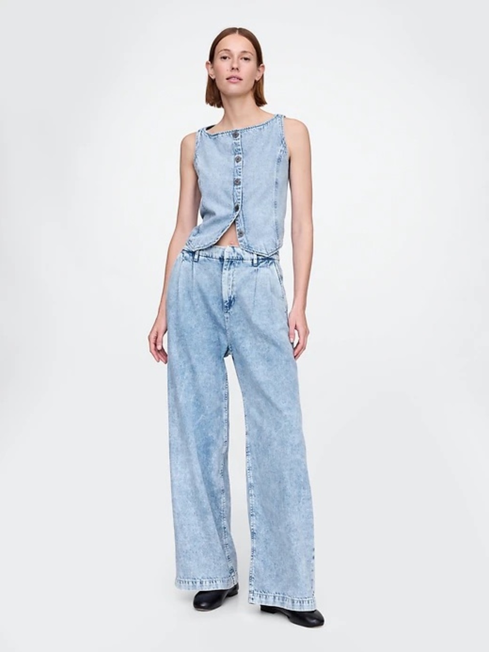 GAP BNWT 365 High Rise UltraSoft Pleated Denim Trousers - Size 6 - Picture 4 of 11